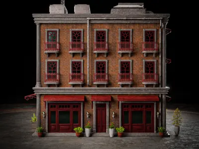 URBAN BUILDING OLD HORROR 9 Low-poly 3D model