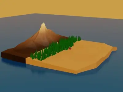 Dino Island Low-poly 3D model