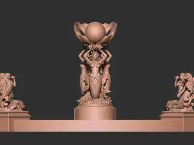 mermaid sculpture girl 3D model