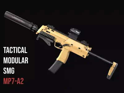 Tactical Modular Tactical SMG HK MP7A2 Low-poly 3D model