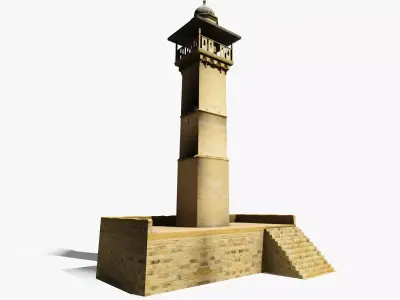 MiddleEast Arabic Minaret Islamic Mosque Beacon Free low-poly 3D model