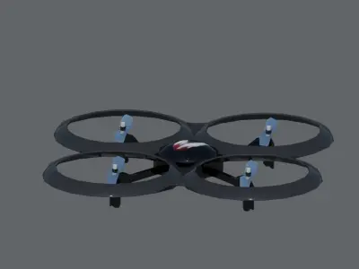 Quadrack quadcopter with four propellers Low-poly 3D model
