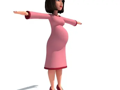 Cartoon Character of Pregnant Woman 3D model