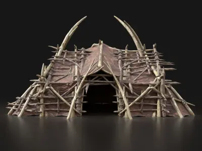 ORC CAMP VILLAGE HOUSE PRIMAL TENT HUNT BUILDER PACK COLLECTION Low-poly 3D model
