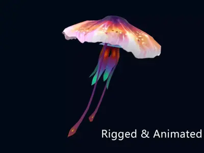 low-poly animated jellyfish Low-poly 3D model