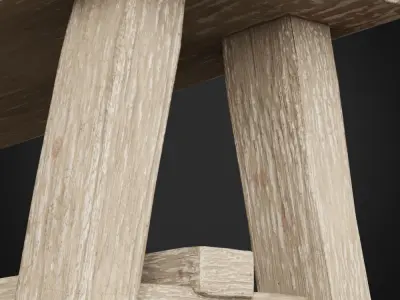 wooden seat Low-poly 3D model