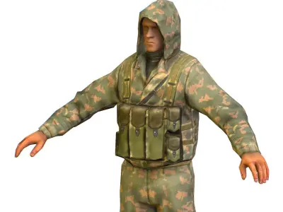 LowPoly Man Old USSR Soldier Low-poly 3D model