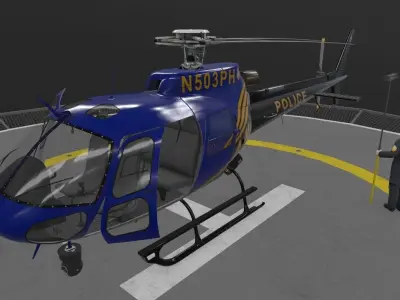 AS-350 Miami City Police Animated Low-poly 3D model