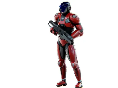 CYBER SOLDIER R-700 Rigged for Unreal Engine - Unity - MIXAMO 3D model