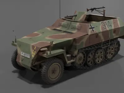 Sd Kfz 250-1 Neu Halftrack Armored Personnel Carrier  Low-poly 3D model