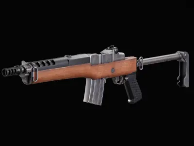 Game Ready Ruger Mini 14 PBR Rigged Low-poly 3D model