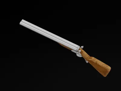 Double Barrel Rifle Low-poly 3D model