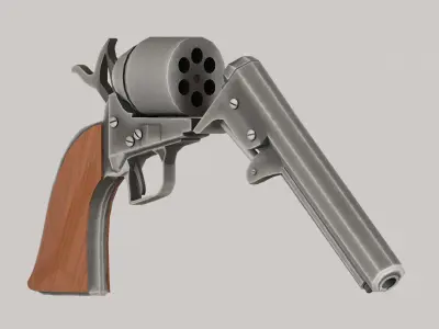 Western shotgun revolver Low-poly 3D model