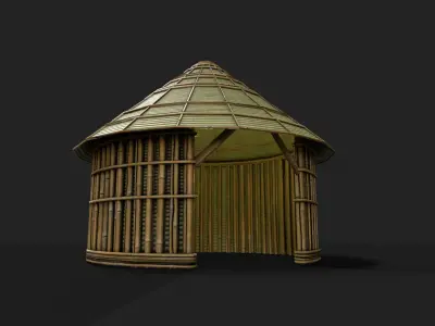 Bamboo Shelter 9 Low-poly 3D model
