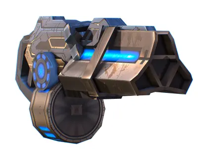 LowPoly Sci-Fi Assault Heavy Machine Gun Low-poly 3D model