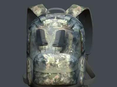 Backpack military combat Black baggage Low-poly Low-poly 3D model