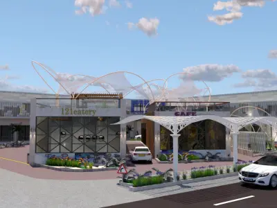 Commercial Open Plaza and Retail Park A28 DWG SketchUp 3D model