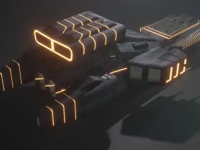 Sci Fi SpaceShip Low-poly 3D model