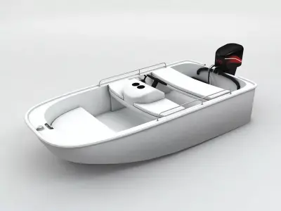 Fishing Motor Boat Dinghy 2 Low-poly 3D model