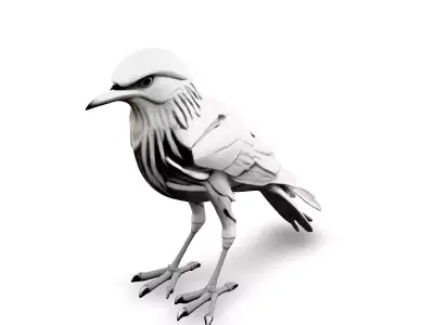 Stylized LowPoly White Raven Low-poly 3D model