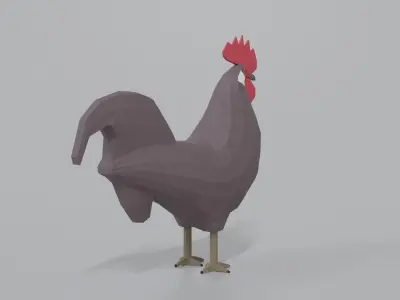 Low Poly Cartoon Rooster Low-poly 3D model