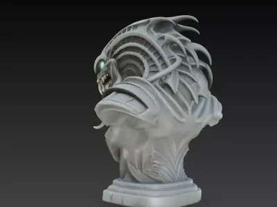 Alien Horror Creature Bust STL Sci Fi 3D print model