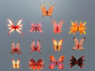 Butterflies 2 Animated  Low-poly 3D model