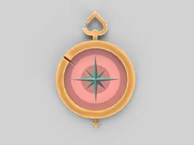 Stylized compass Low-poly 3D model
