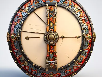 Stylized Fantasy Viking Shield Low-poly 3D model