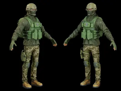 Infantry Army Soldier Full Tactical Armor Low-poly 3D model