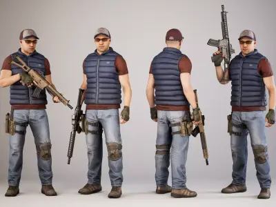 Casual Soldier 23 Low-poly 3D model