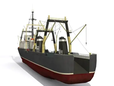 Trawler ship Low-poly 3D model