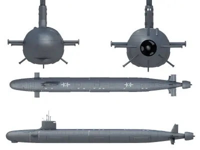 Virginia submarine Low-poly 3D model