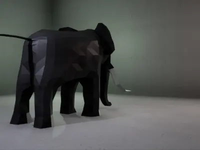 Low Poly Elephant - Rigged  Low-poly 3D model