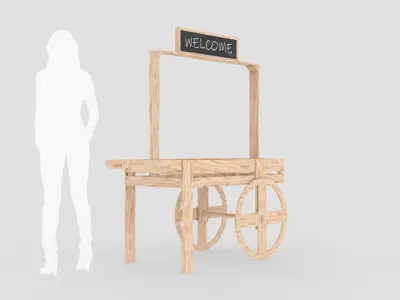 Wooden Vendor Cart 3D model