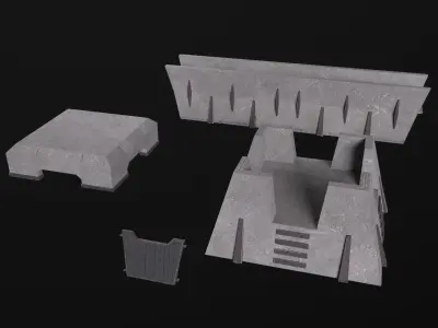 Modular Fortification Outpost PBR Low-poly 3D model