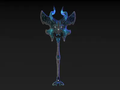 Viking Axe Skull Low-poly 3D model