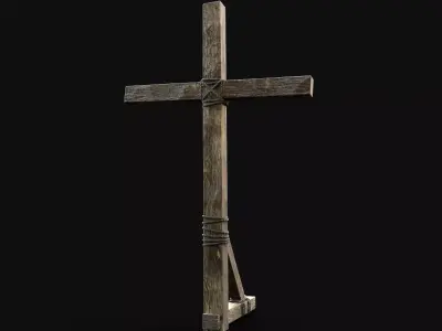 CROSS BIBLICAL JESUS CHRIST GOD SYMBOL WOODEN TORMENT CRUCIFIX Low-poly 3D model