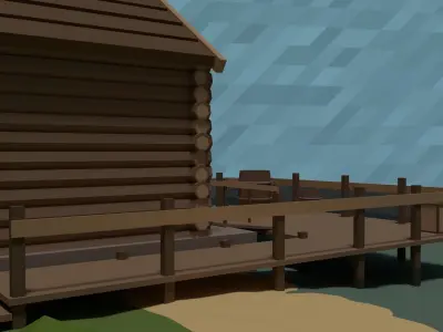LowPoly Fishermans Hut Low-poly 3D model