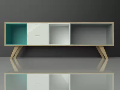 RTV - cabinet - wood - colorful - furniture set - Artrzcinski Low-poly 3D model