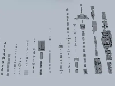 sci-fi greebles kitbash Low-poly 3D model