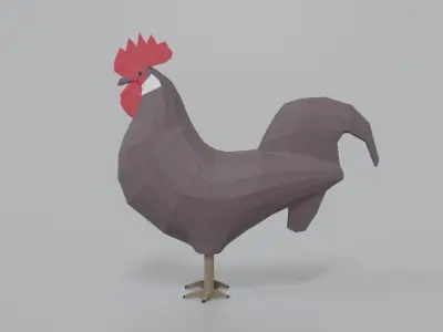 Low Poly Cartoon Rooster Low-poly 3D model