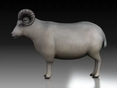 sheep ram ewe lamp wool fur farm livestock domesticated  3D model