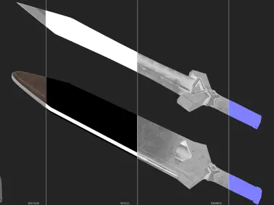 Sword and Scabbard - Dwarven Low-poly 3D model
