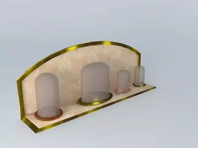 Clock and Figure Display Glass Dome Free 3D model