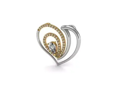 Pendant heart with diamonds gold 3D model