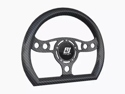 RJ Max Lightweight D-Shape steering wheel Low-poly 3D model