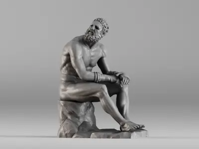 001648 Seated Ancient Greek Boxer 3D model