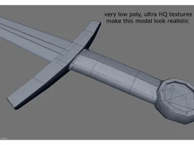 middle ages sword Low-poly 3D model