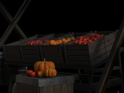 Display stand fruits Store Low-poly 3D model